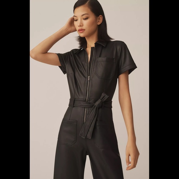 Anthropologie The Colette Weekend Jumpsuit by Maeve: Faux-Leather Edition - Picture 4 of 16